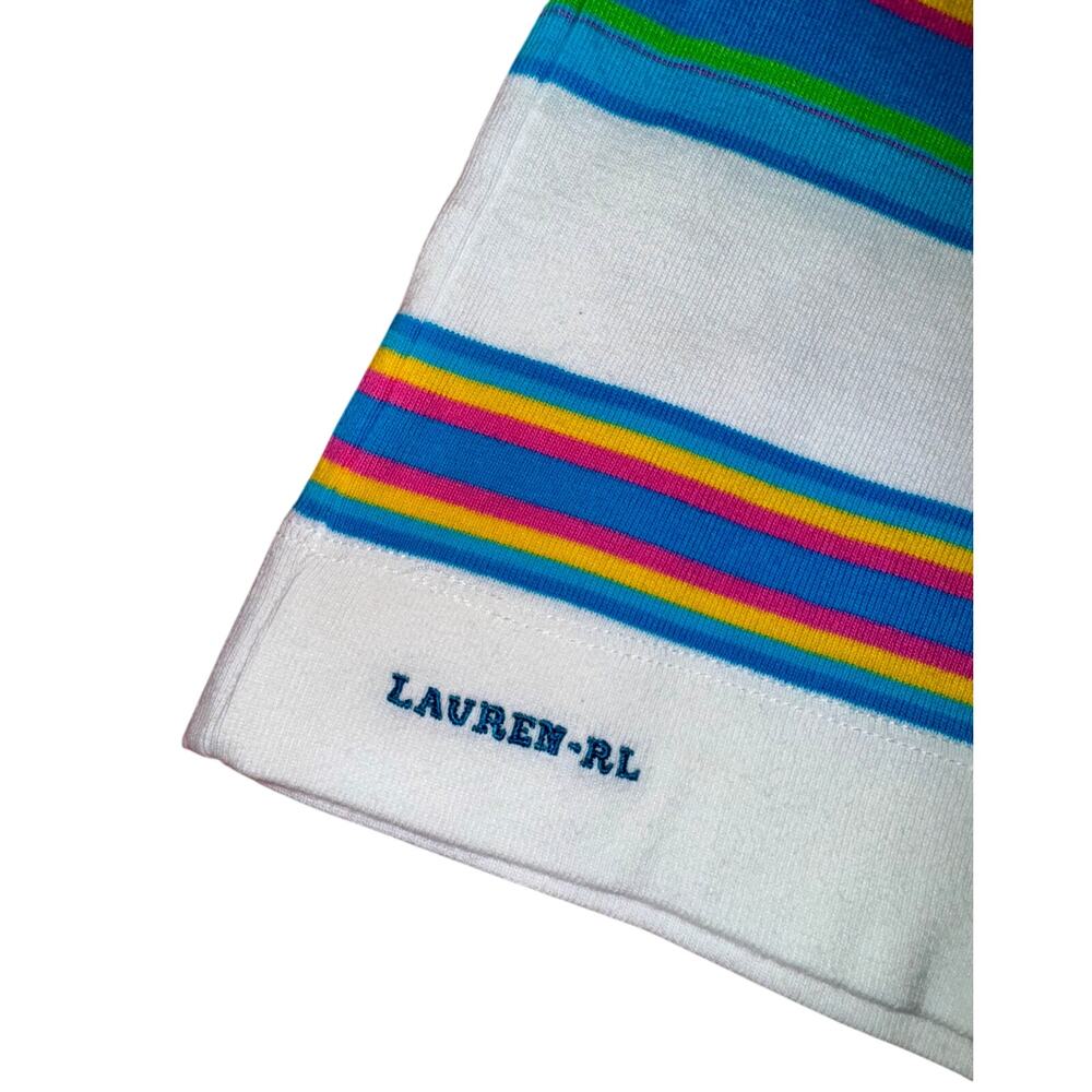 Lauren Ralph Lauren Striped Cotton Tank Top White Multicolor Women's Large Y2K - Picture 3 of 14